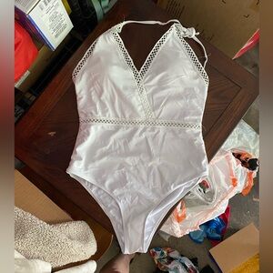 White one piece swim